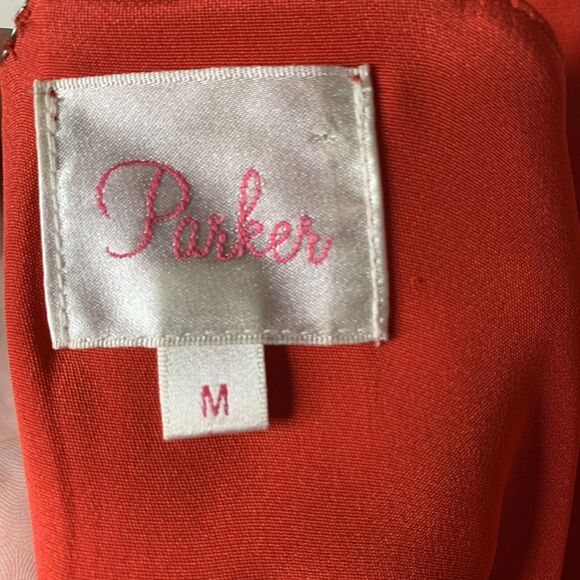 Parker Silk Dress Size Medium Sarah Red Fit & Flare Coquette Party Date Night - Picture 8 of 12